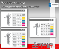 Размерный ряд ортодонтических винтов