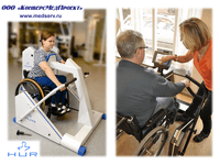 Тренажер реабилитационный HUR 9150, Финляндия, «тяга к себе («гребной тренажер») с доступом для инвалидной коляски»  для механотерапии широчайших мышц спины, трапециевидных и дельтовидных мышц