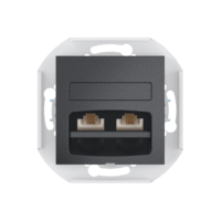 Розетка скрытой установки CADUCEUS ALING PRESTIGE с модулями Keystone 2хRJ12 6P4C, двойная телефонная, механизм