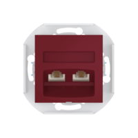 Розетка скрытой установки CADUCEUS ALING PRESTIGE с модулями Keystone 2хRJ12 6P4C, двойная телефонная, механизм