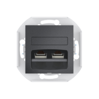 Розетка скрытой установки CADUCEUS ALING PRESTIGE двойная, компьютерная с модулями Keystone RJ45 8P8C, cat.5e, UTP, механизм