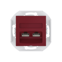 Розетка скрытой установки CADUCEUS ALING PRESTIGE двойная, компьютерная с модулями Keystone RJ45 8P8C, cat.5e, UTP, механизм
