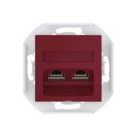 Розетка скрытой установки CADUCEUS ALING PRESTIGE двойная, компьютерная с модулями Keystone RJ45 8P8C, cat.5e, FTP, механизм
