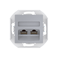 Розетка скрытой установки CADUCEUS ALING PRESTIGE двойная, компьютерная с модулями Keystone RJ45 8P8C, cat.5e, FTP, механизм