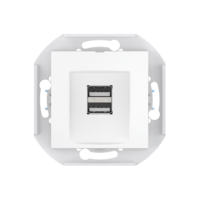 Розетка скрытой установки CADUCEUS ALING PRESTIGE двойная, USB, тип А, для зарядки устройств, 2,1А, 5В=, 250В~, механизм