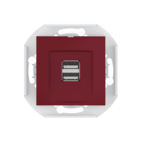 Розетка скрытой установки CADUCEUS ALING PRESTIGE двойная, USB, тип А, для зарядки устройств, 2,1А, 5В=, 250В~, механизм