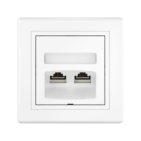 Розетка скрытой установки CADUCEUS ALING PRESTIGE двойная компьютерная с модулями Keystone RJ45 8P8C cat.6, UTP