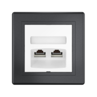 Розетка скрытой установки CADUCEUS ALING PRESTIGE двойная компьютерная с модулями Keystone RJ45 8P8C cat.6, UTP