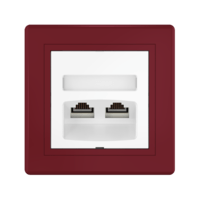 Розетка скрытой установки CADUCEUS ALING PRESTIGE двойная компьютерная с модулями Keystone RJ45 8P8C cat.6, UTP
