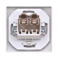 Розетка скрытой установки CADUCEUS ALING PRESTIGE двойная компьютерная с модулями Keystone RJ45 8P8C, cat.6, FTP