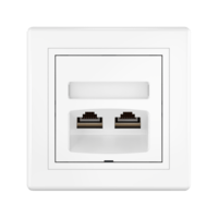Розетка скрытой установки CADUCEUS ALING PRESTIGE двойная компьютерная с модулями Keystone RJ45 8P8C, cat.6, FTP