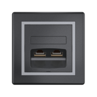 Розетка скрытой установки CADUCEUS ALING PRESTIGE двойная компьютерная с модулями Keystone RJ45 8P8C, cat.6, FTP