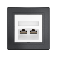 Розетка скрытой установки CADUCEUS ALING PRESTIGE двойная компьютерная с модулями Keystone RJ45 8P8C, cat.6, FTP