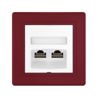 Розетка скрытой установки CADUCEUS ALING PRESTIGE двойная компьютерная с модулями Keystone RJ45 8P8C, cat.6, FTP