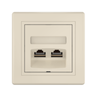 Розетка скрытой установки CADUCEUS ALING PRESTIGE двойная компьютерная с модулями Keystone RJ45 8P8C, cat.6, FTP